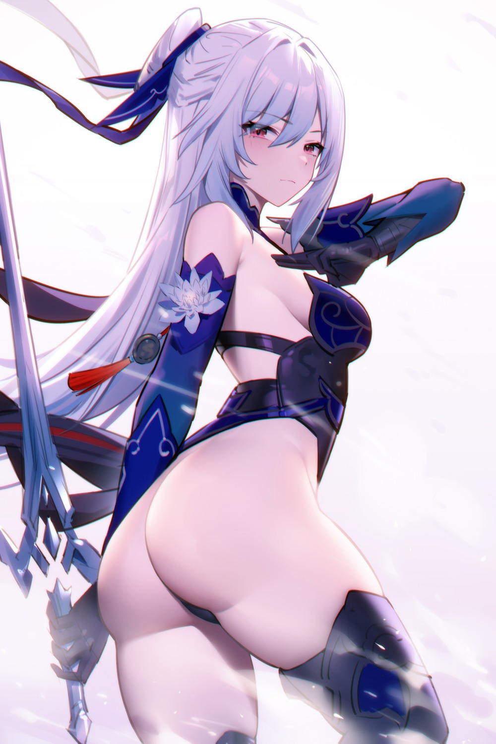 95--- ass honkai:_star_rail jingliu leotard no_bra sword thighhighs