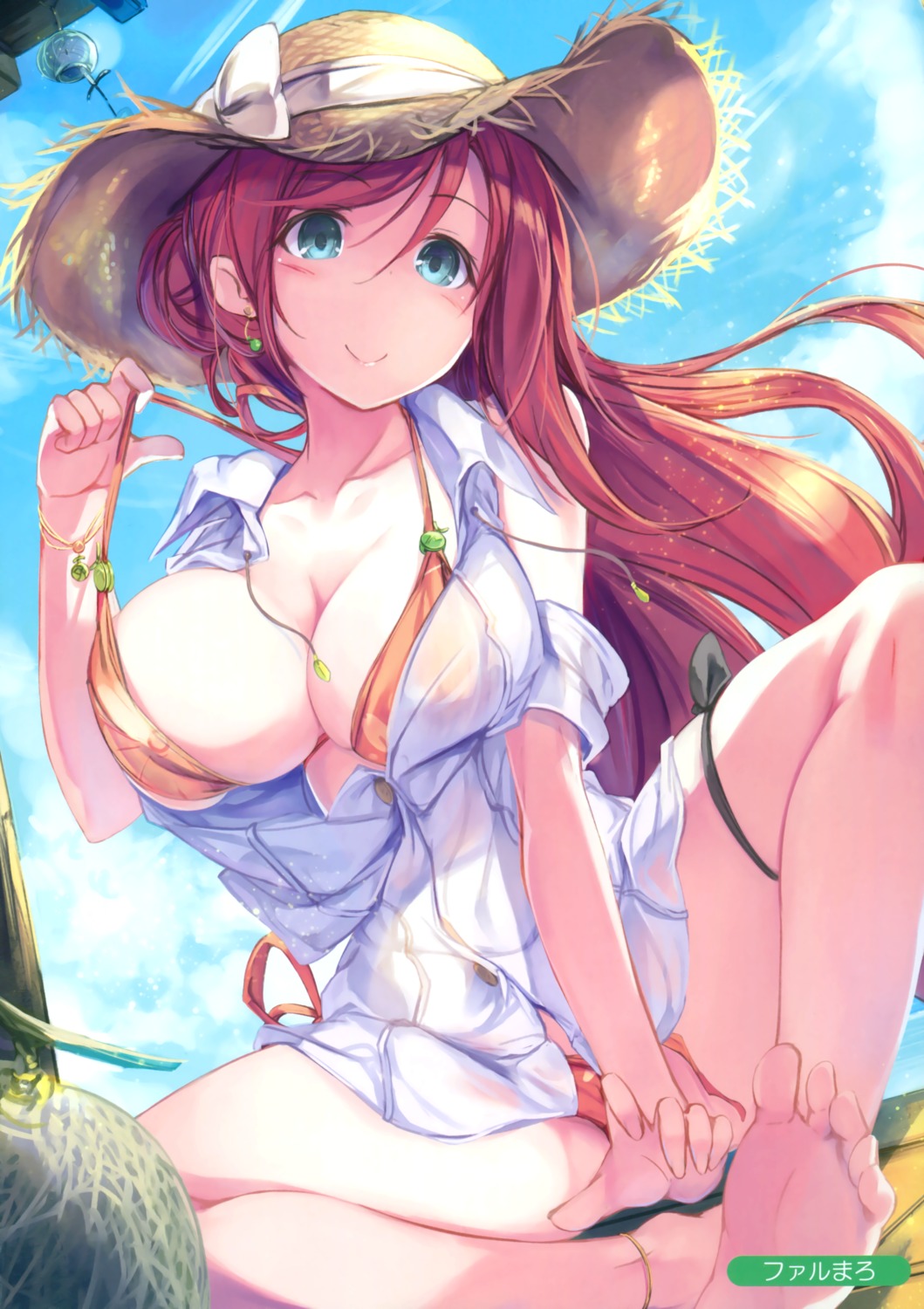 bikini cleavage fal_maro feet open_shirt see_through swimsuits