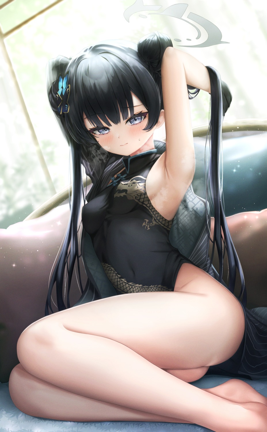 arashiomoto blue_archive chinadress halo loli nopan ryuuge_kisaki