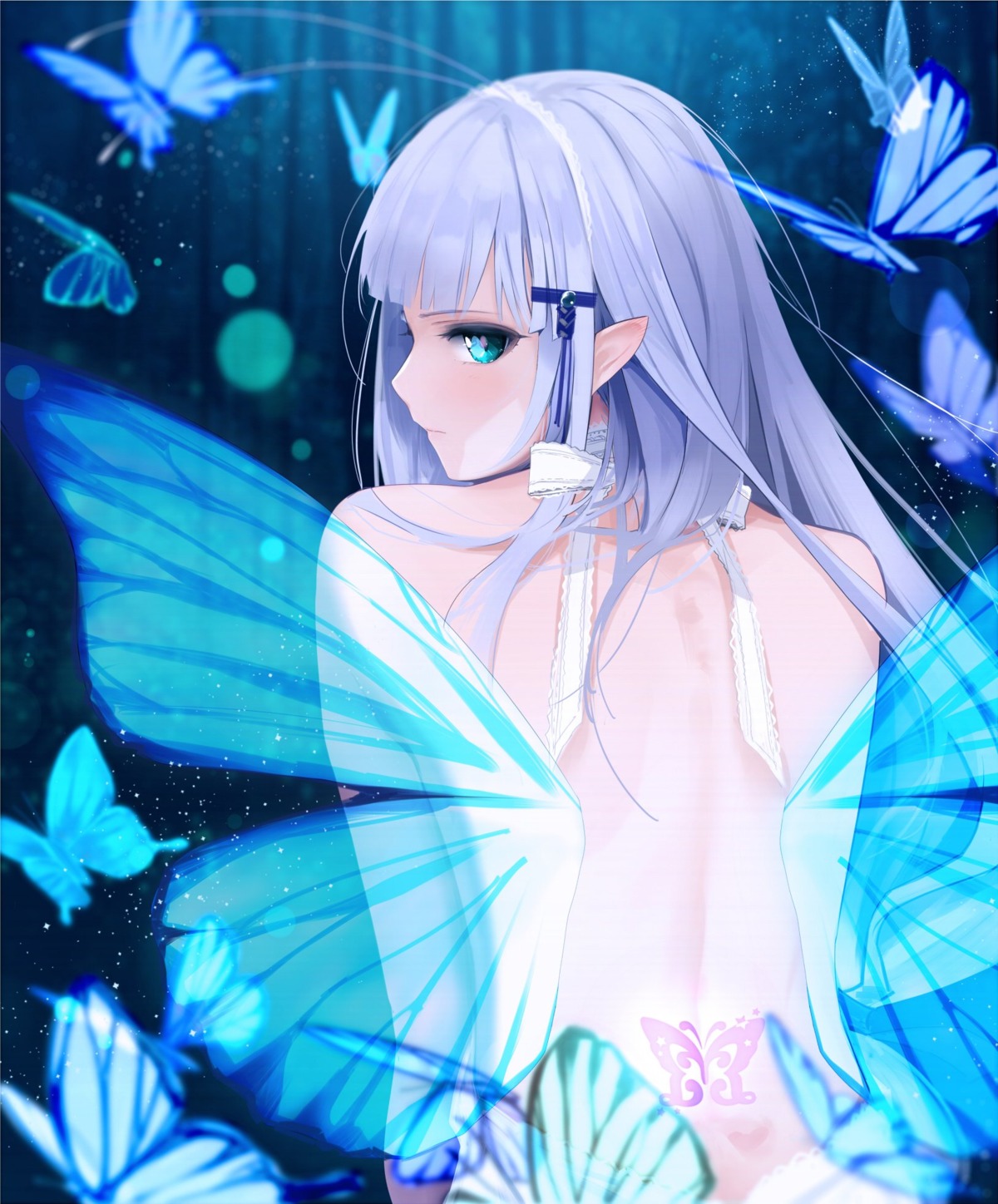 giba_(out-low) pointy_ears shiraishi_tsumugi tattoo the_idolm@ster the_idolm@ster_million_live! the_idolm@ster_million_live!_theater_days topless wings