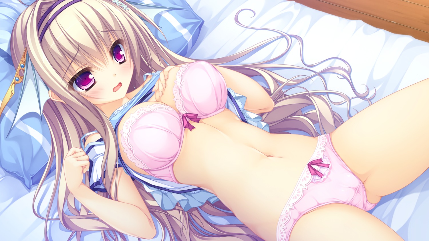 bra breast_hold cleavage game_cg kujiragami_no_tearstilla mikagami_mamizu pantsu shirt_lift tenkawa_mitsuki whirlpool