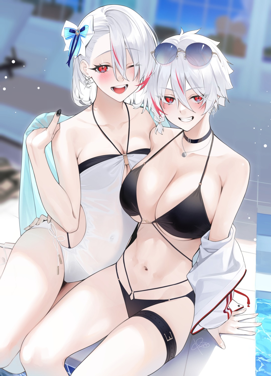 bikini garter megane rerrere see_through swimsuits