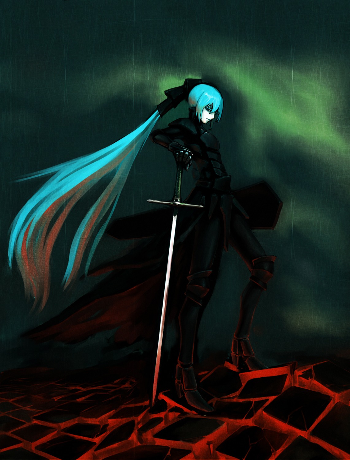 armor hatsune_miku kuyama516 sword vocaloid