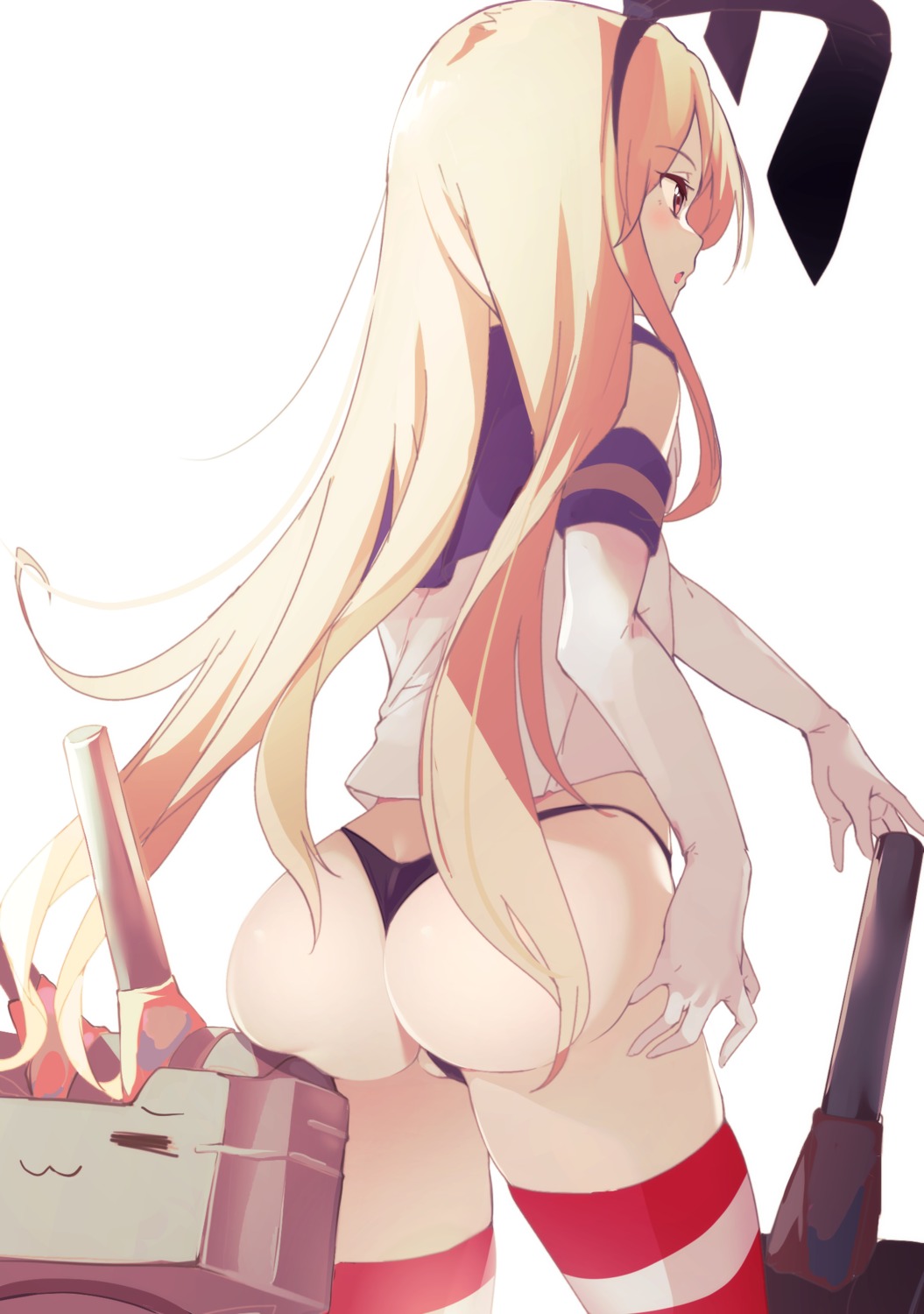 ass kantai_collection pantsu rensouhou-chan seifuku shimakaze_(kancolle) suwakana thighhighs thong