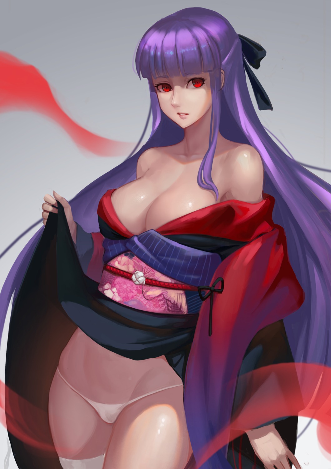 asagami_fujino cameltoe cleavage d.sum kara_no_kyoukai kimono open_shirt pantsu thighhighs