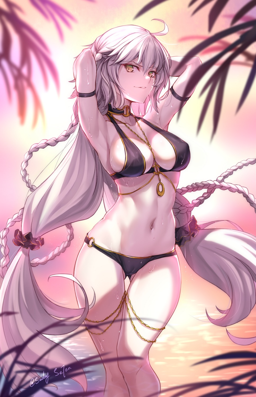 bikini cameltoe erect_nipples fate/grand_order jeanne_d'arc jeanne_d'arc_(alter)_(fate) sunday_se7en swimsuits wet