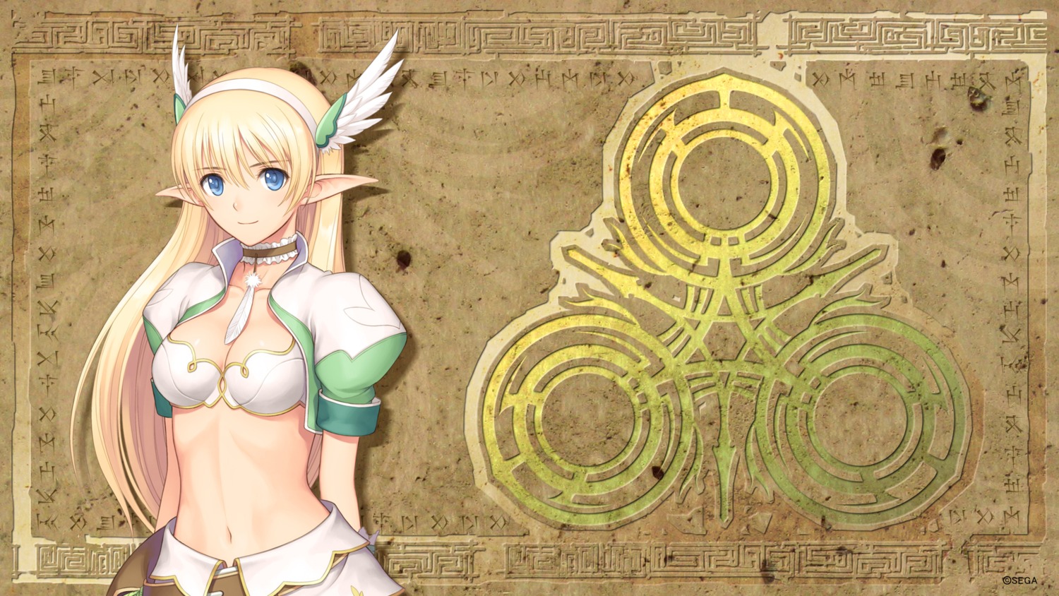 cleavage elf elwing pointy_ears sega shining_ark shining_world tony_taka wallpaper