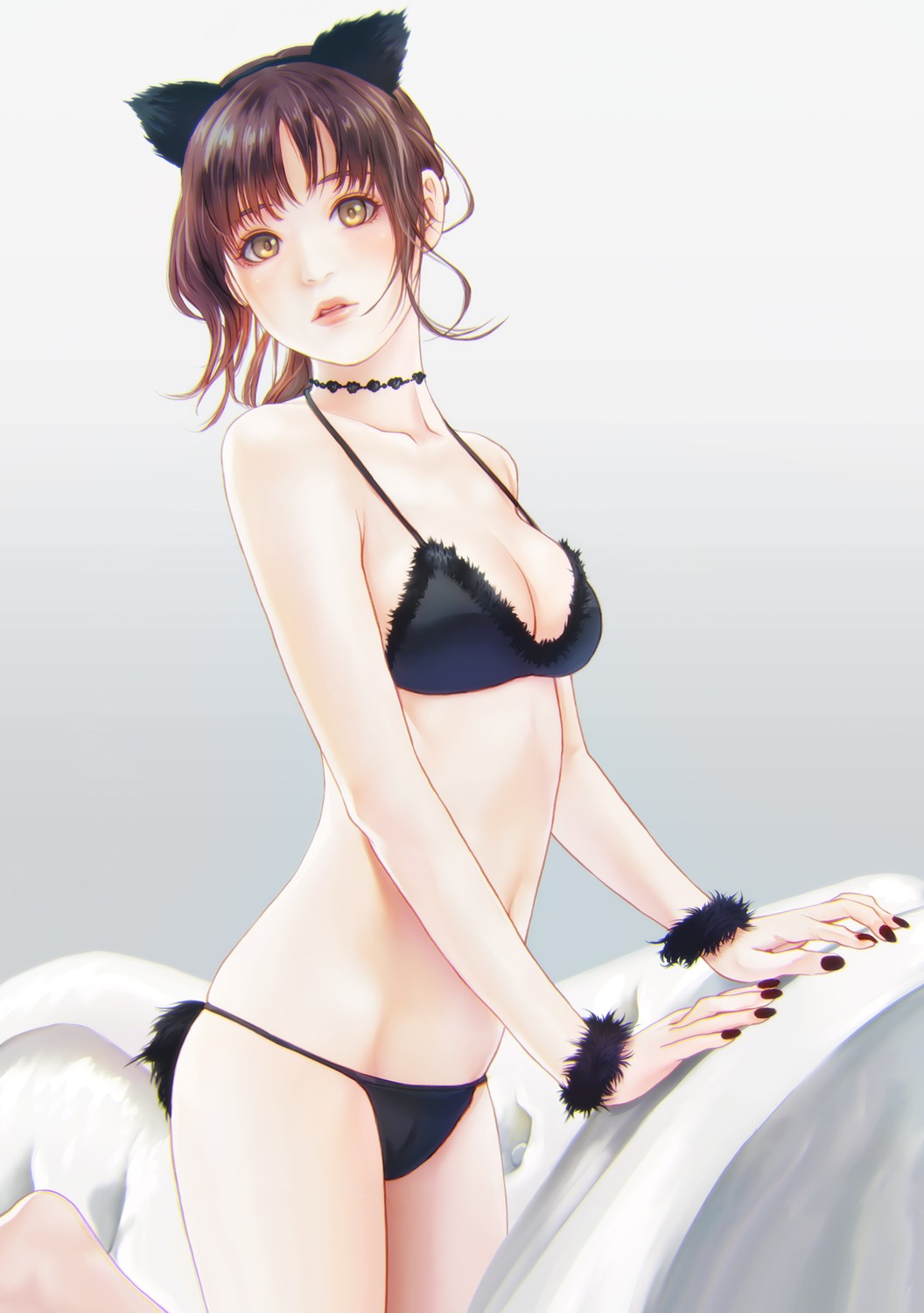 animal_ears bra cleavage kinoebi nekomimi pantsu tail