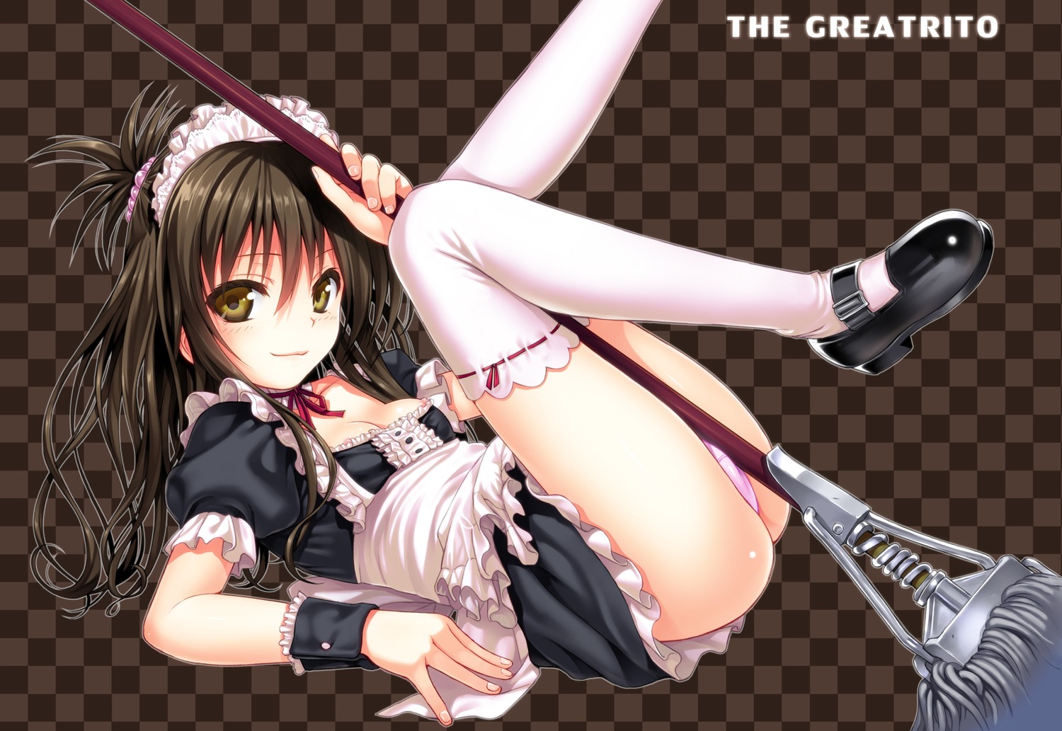 40010prototype cameltoe loli maid nipple_slip no_bra pantsu skirt_lift thighhighs to_love_ru to_love_ru_darkness yuuki_mikan