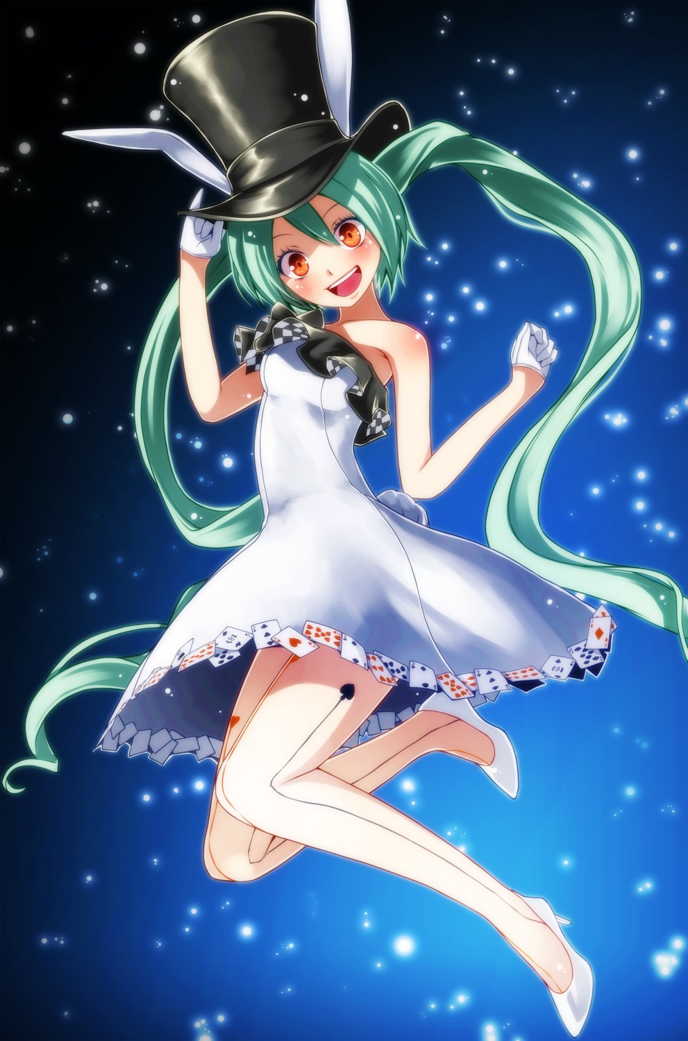 animal_ears bunny_ears dress hatsune_miku heels pantyhose tail tsukishiro_saika vocaloid