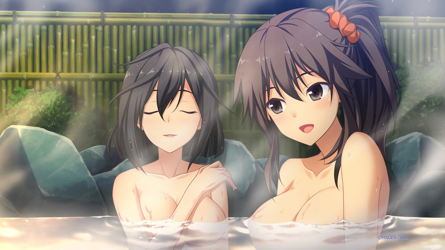 5pb. bathing breast_hold game_cg mages. memories_off_-innocent_file- onsen tagme topless wet
