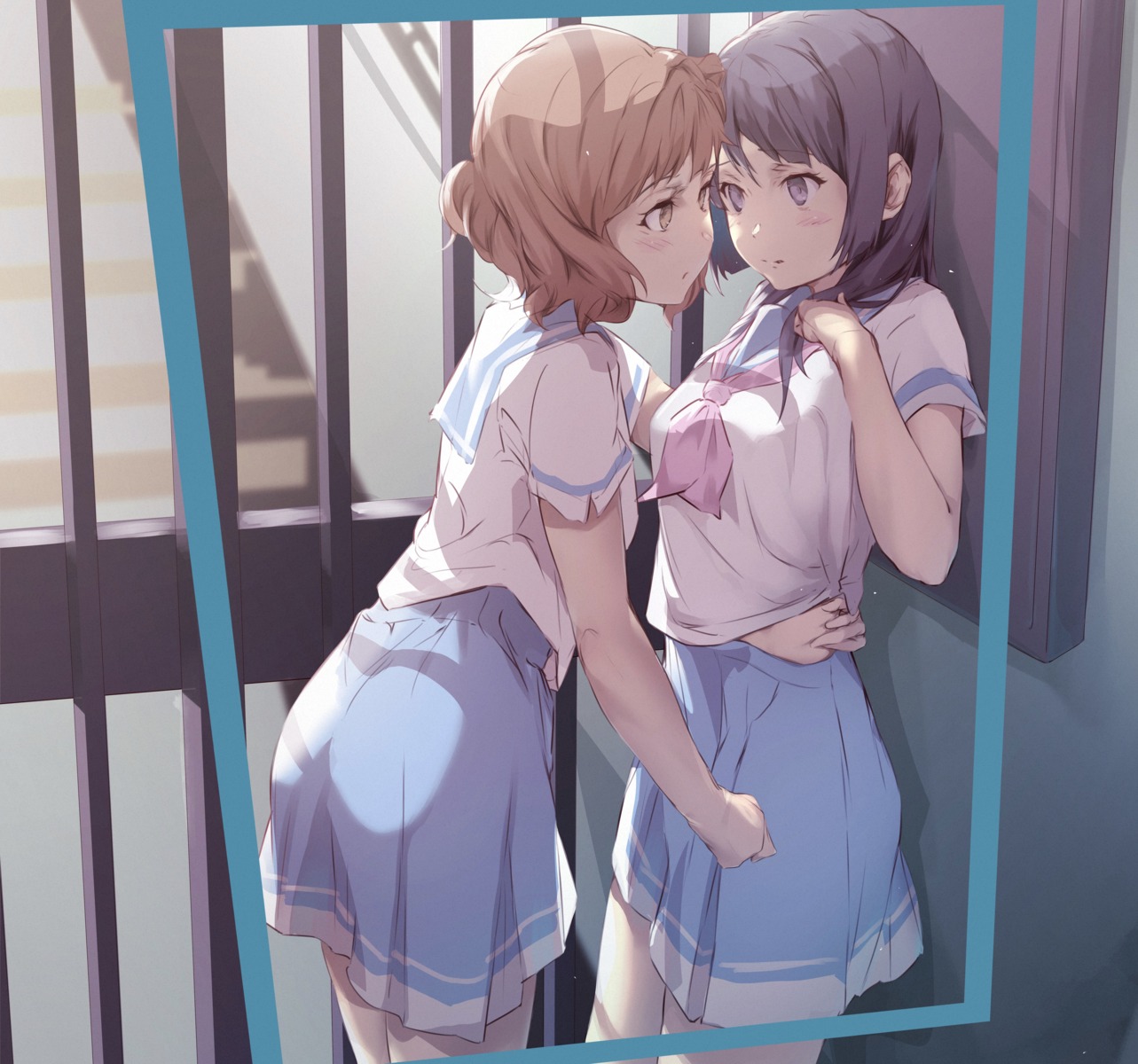 aotsuki_kaoru hibike!_euphonium kousaka_reina oumae_kumiko seifuku yuri