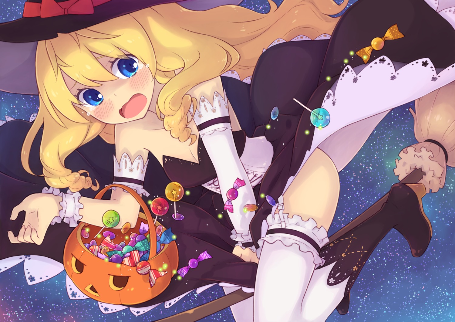 amagi_brilliant_park cleavage dress garter gun_(artist) halloween heels latifah_fleuranza stockings thighhighs witch