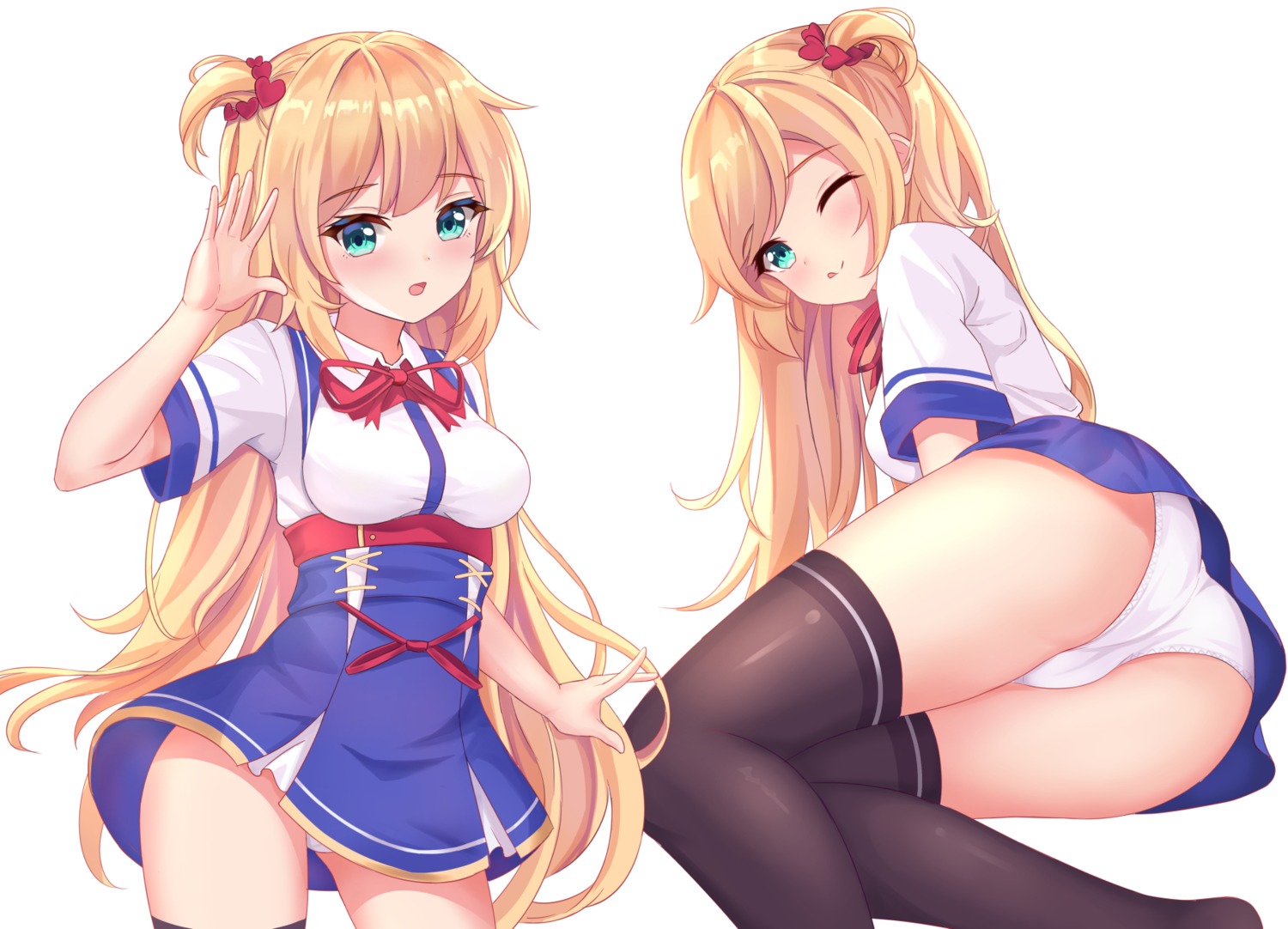 akai_haato ass cameltoe hololive icwine pantsu seifuku skirt_lift thighhighs