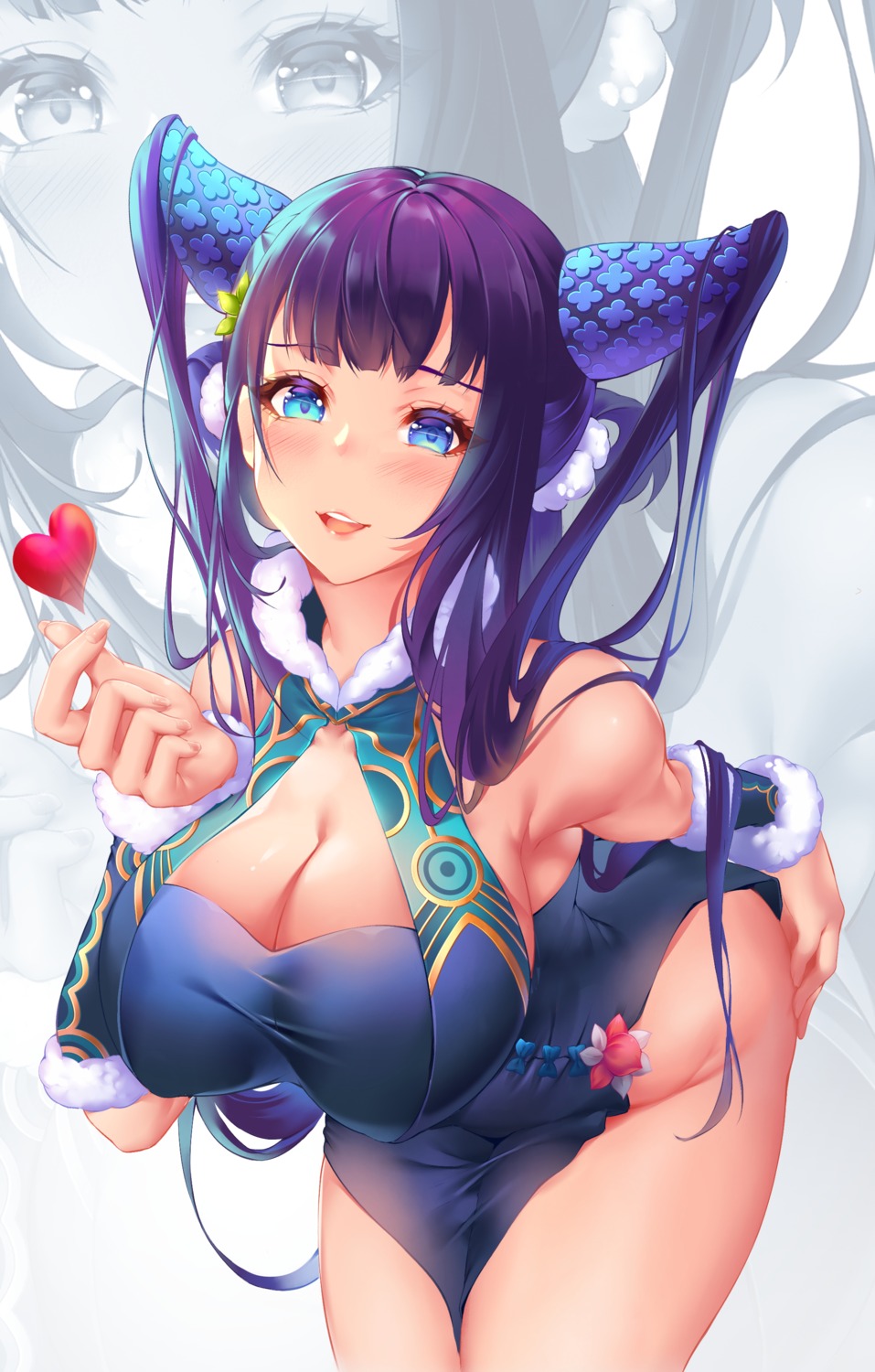 asian_clothes cleavage fate/grand_order horns nopan pinchuu yang_guifei_(fate/grand_order)