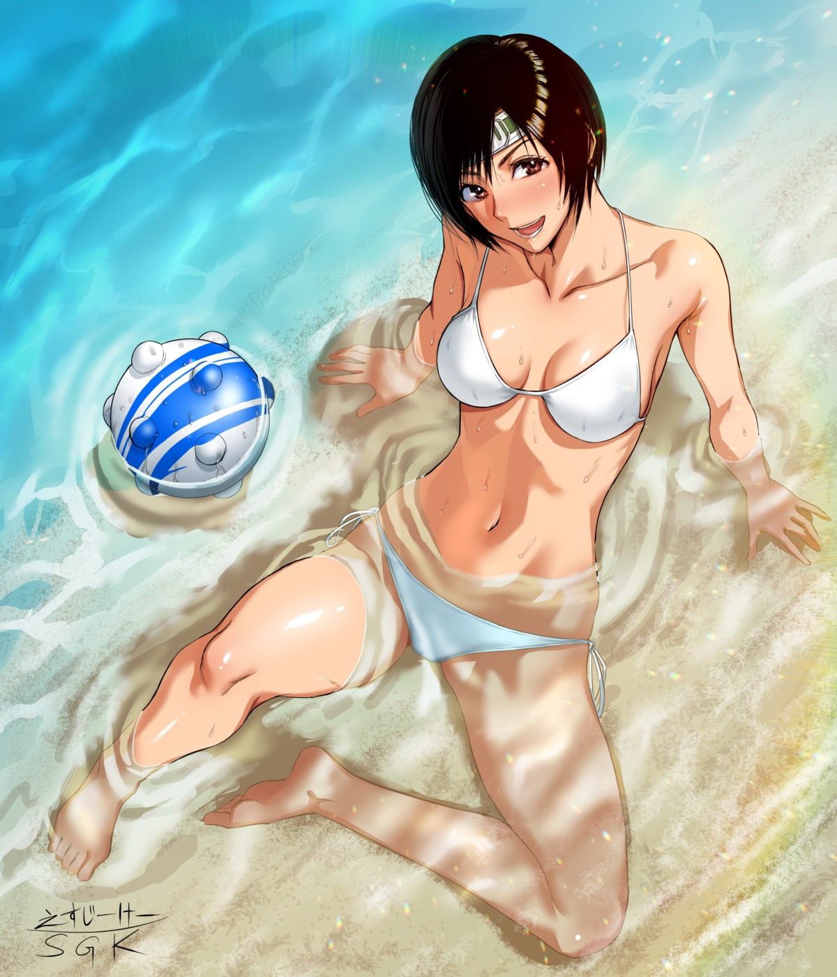 bikini final_fantasy final_fantasy_vii sgk swimsuits wet yuffie_kisaragi