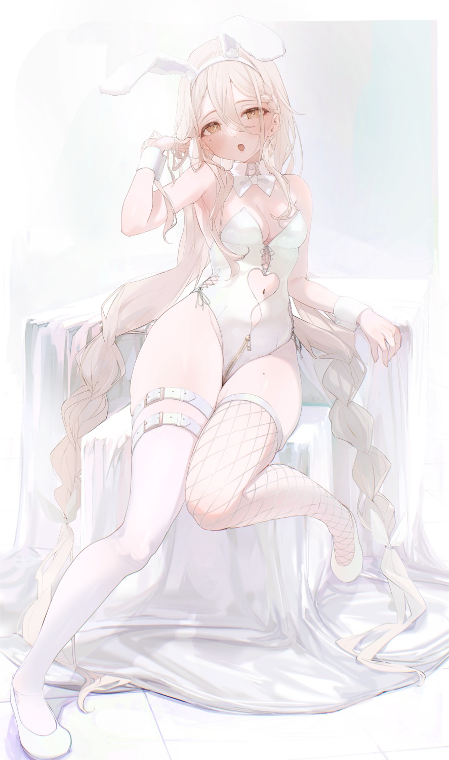 animal_ears bunny_ears bunny_girl fishnets garter karya- no_bra thighhighs