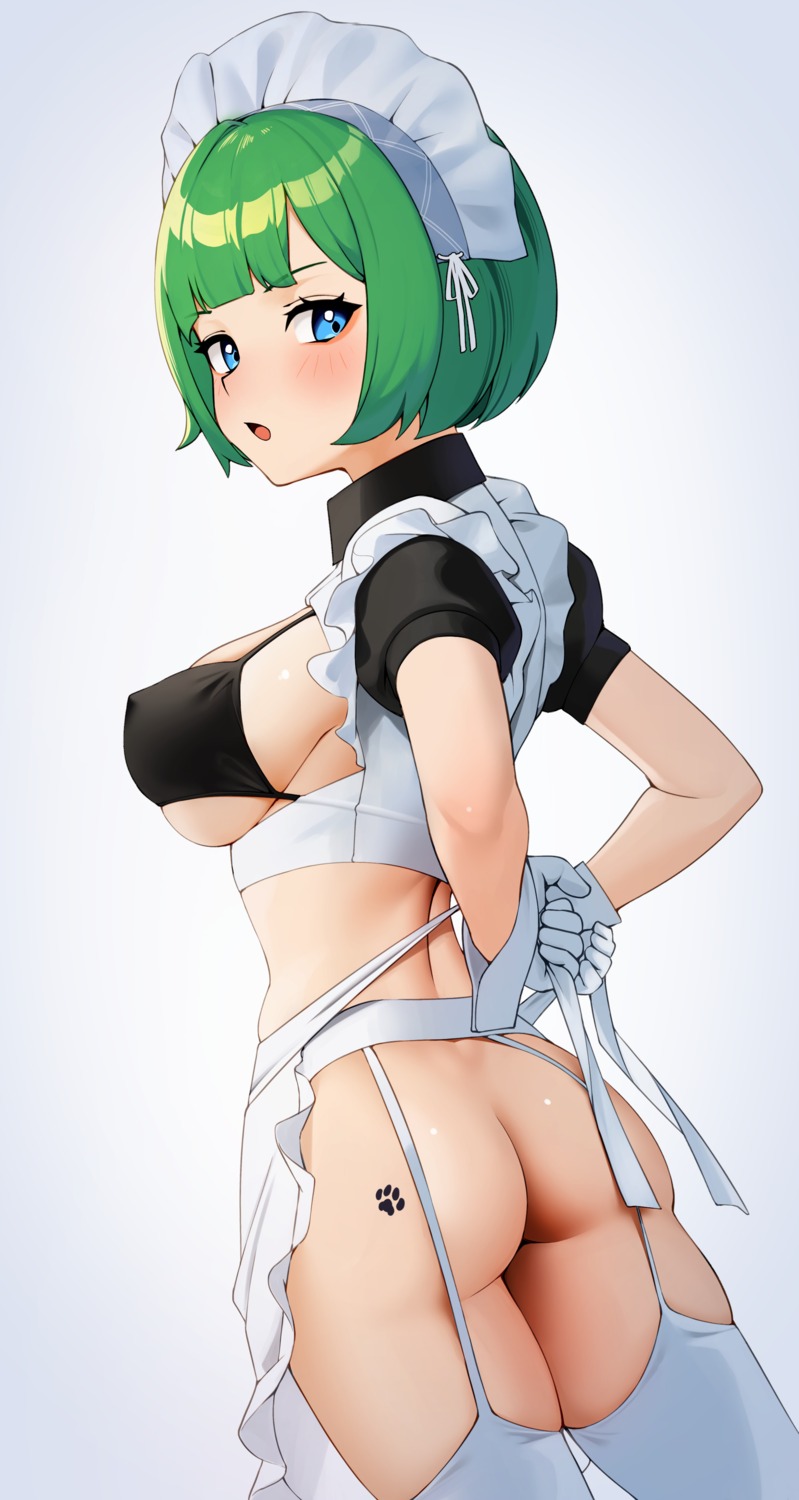 ass bra erect_nipples ett garter_belt last_origin maid nopan stockings tattoo thighhighs undressing vanilla_a1