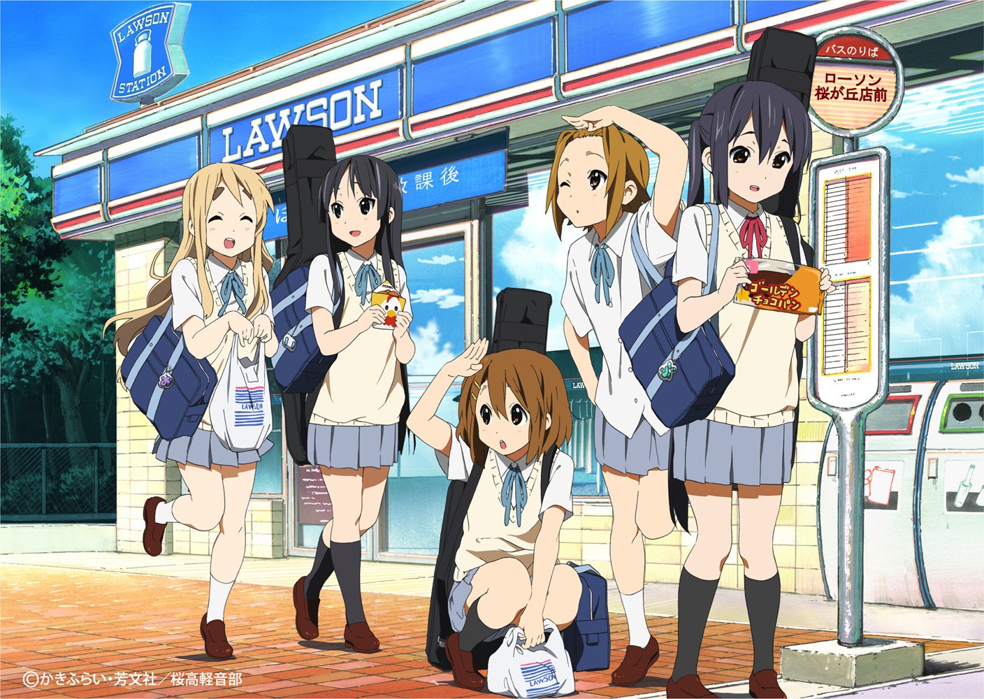 akiyama_mio hirasawa_yui k-on! kotobuki_tsumugi lawson nakano_azusa seifuku tainaka_ritsu