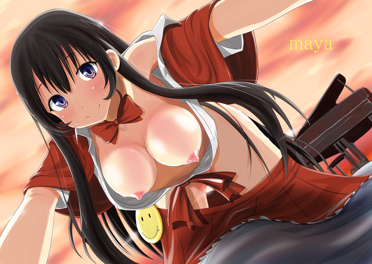 aoki_hagane_no_arpeggio breasts ju_(old505) maya_(aoki_hagane_no_arpeggio) nipples no_bra nopan open_shirt