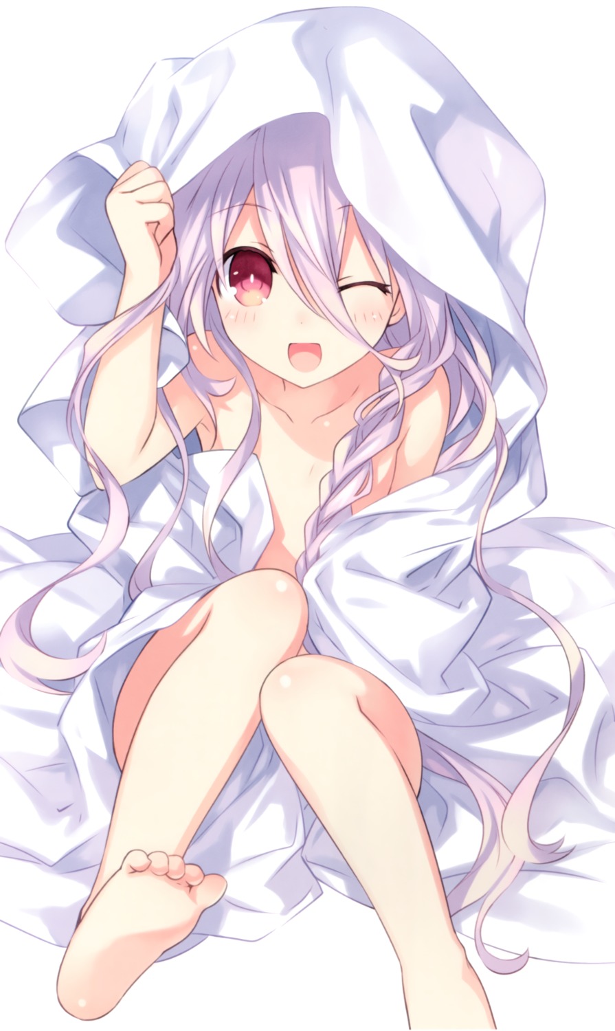 date_a_live feet loli naked sheets sonogami_rio tsunako