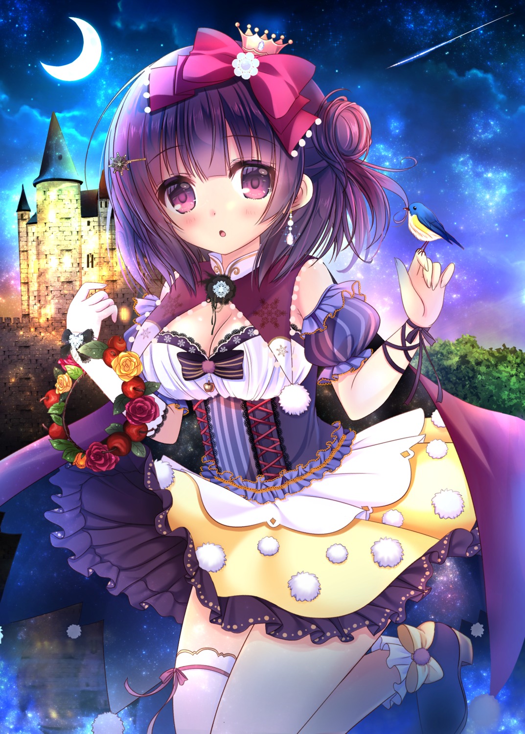 cleavage garter lolita_fashion no_bra skirt_lift thighhighs yuutsuki_hina