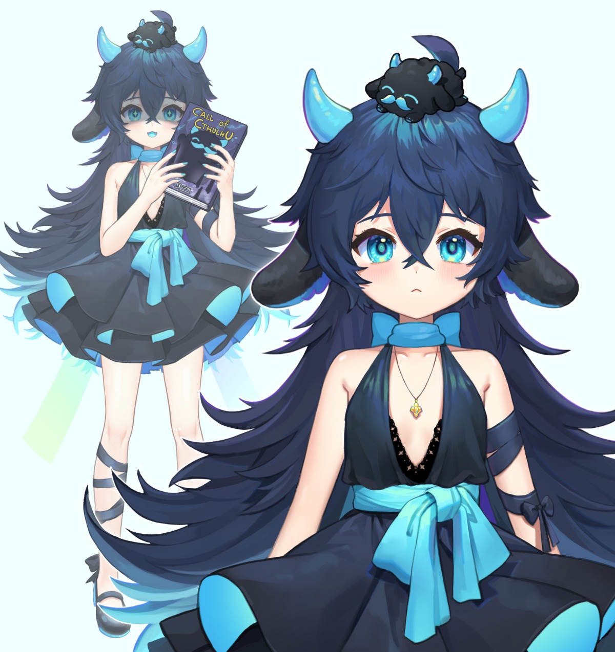 animal_ears cleavage dress garter horns tagme