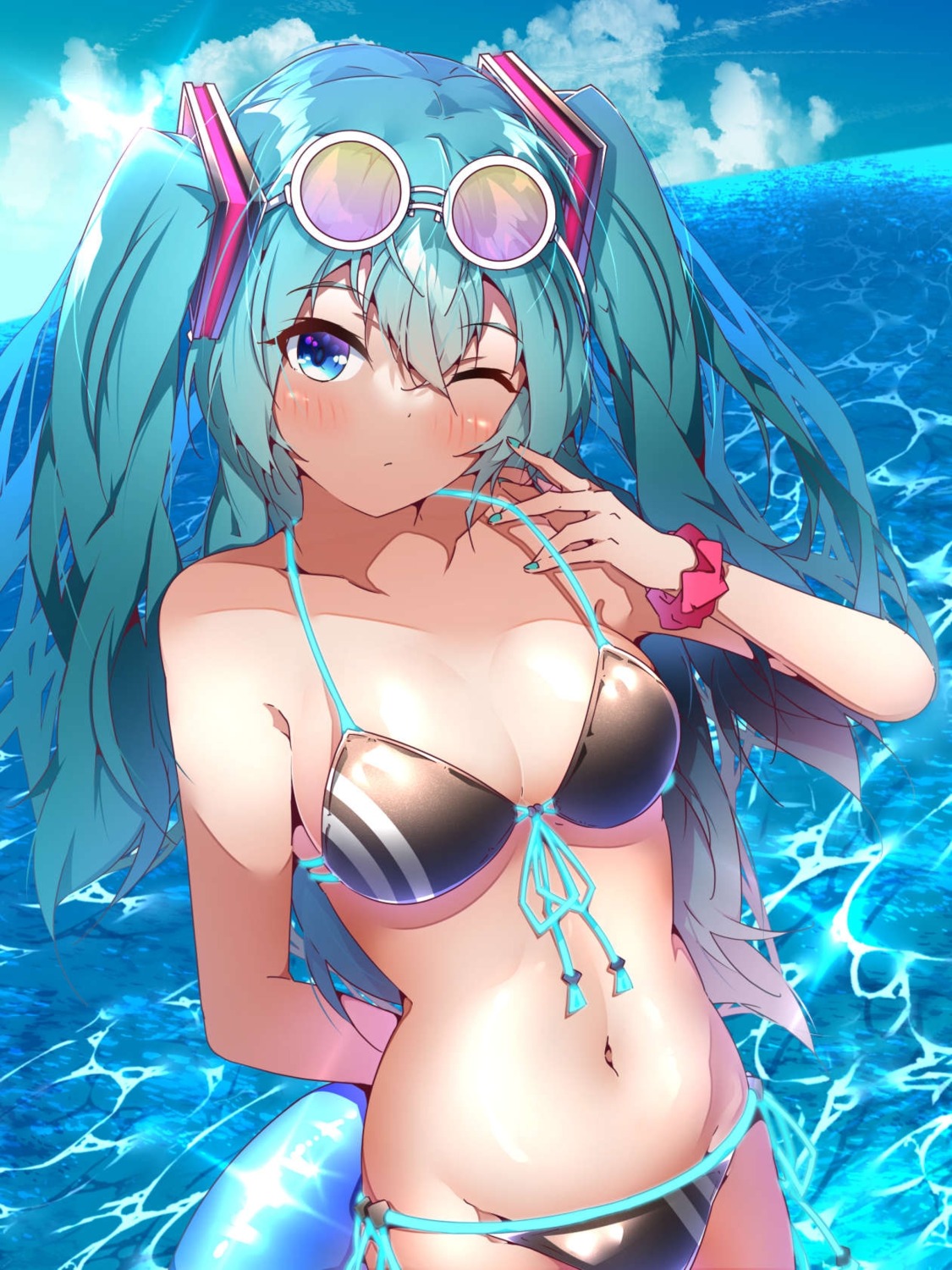 bikini harukawa_(hal501) hatsune_miku megane swimsuits vocaloid