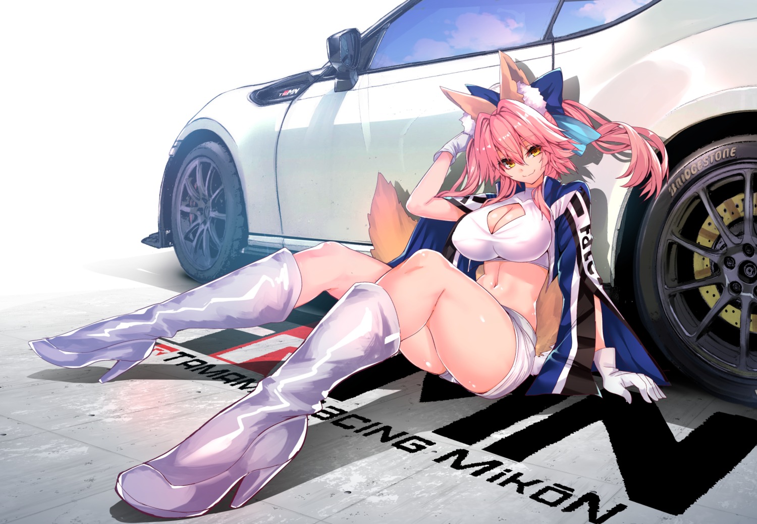 animal_ears cleavage fate/extra fate/stay_night heels kitsune tail tamamo_no_mae wisespeak