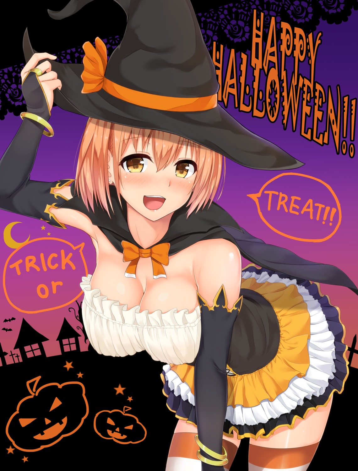 cleavage halloween satosi thighhighs witch