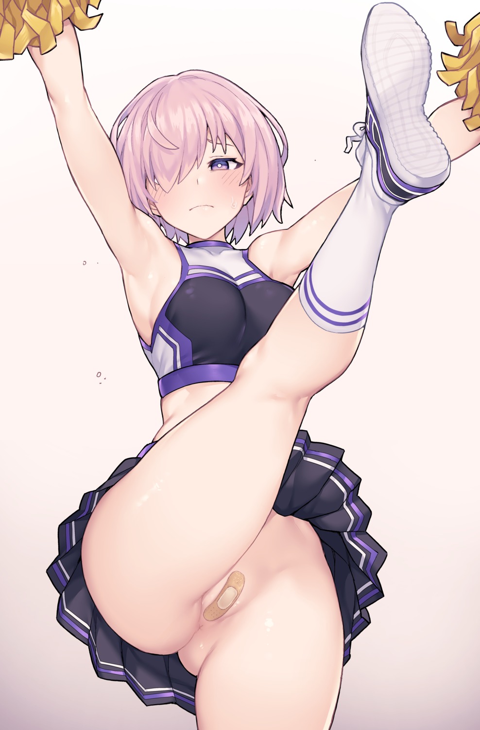 anus bandaid cheerleader fate/grand_order jp06 maebari mash_kyrielight nopan skirt_lift