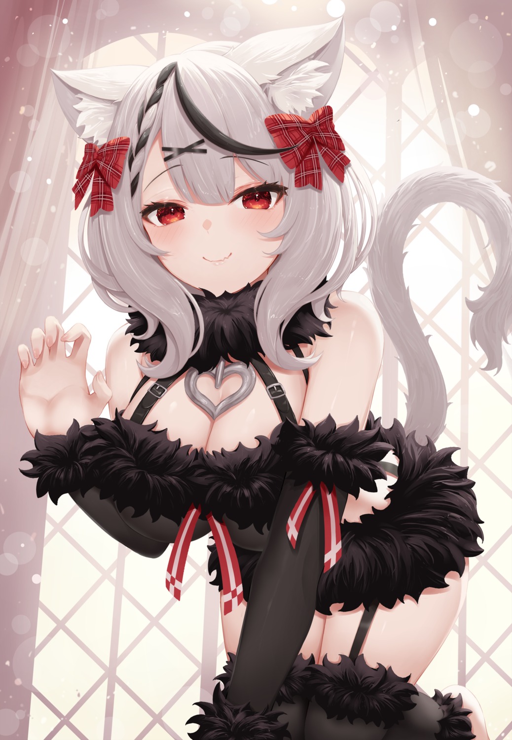 animal_ears hololive nekomimi roina_(effj7473) sakamata_chloe stockings tail thighhighs