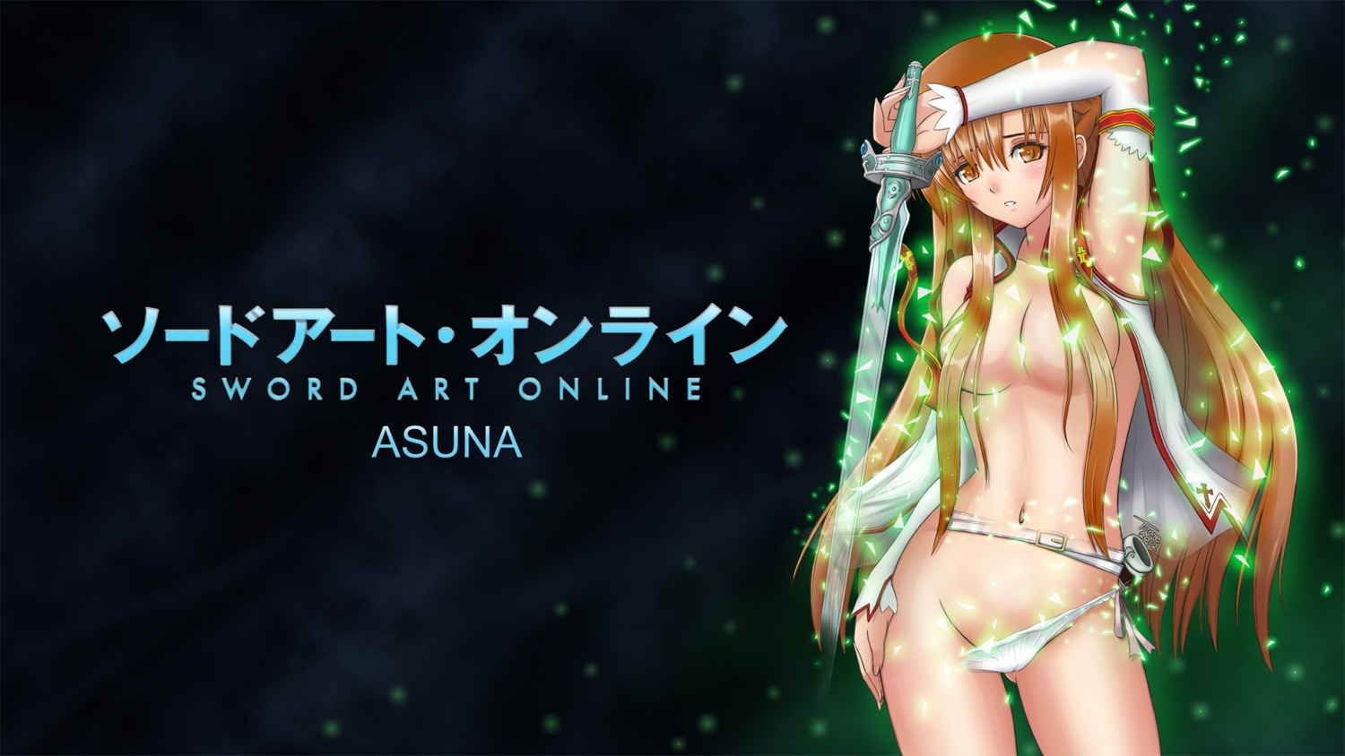 asuna_(sword_art_online) cameltoe no_bra pantsu panty_pull sword sword_art_online tonne wallpaper