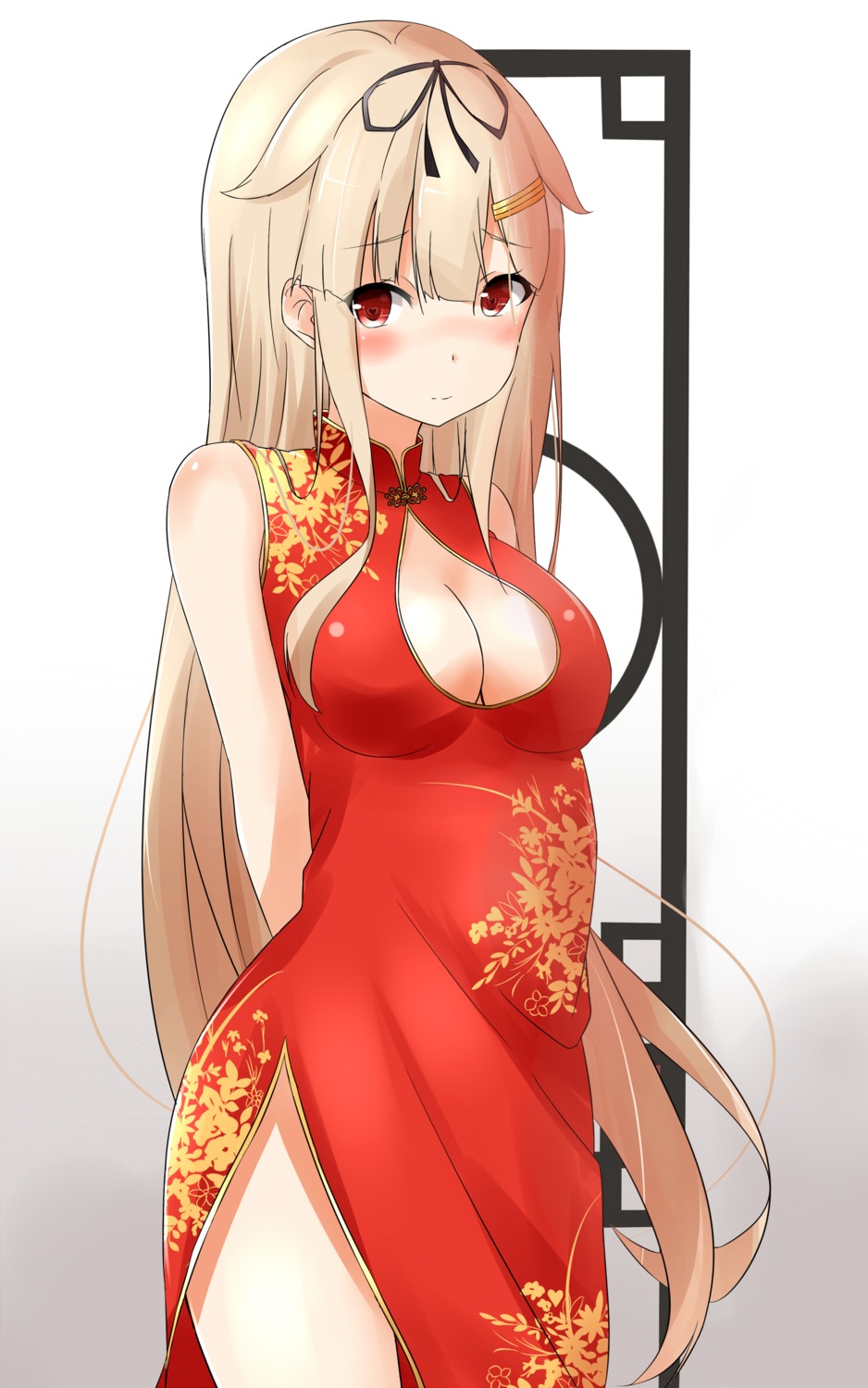 chinadress cleavage kantai_collection no_bra saku_(kudrove) yuudachi_(kancolle)