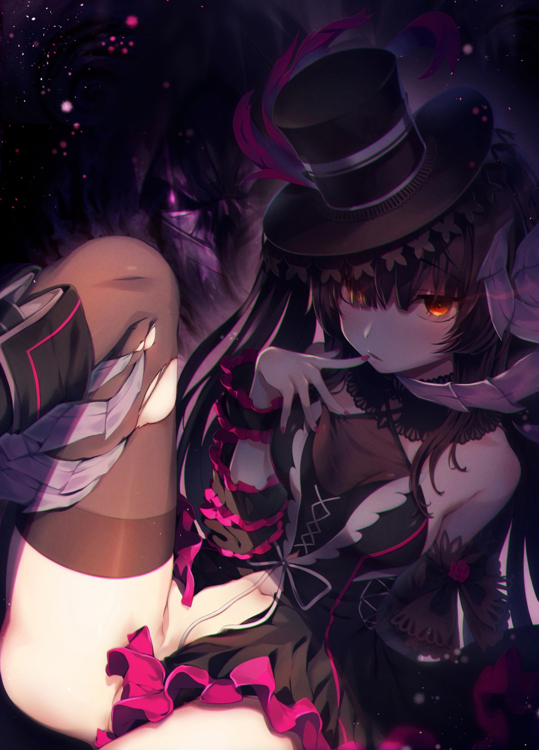 deany gothic_lolita lily_bloomerchen lolita_fashion no_bra nopan see_through skirt_lift soul_worker thighhighs torn_clothes