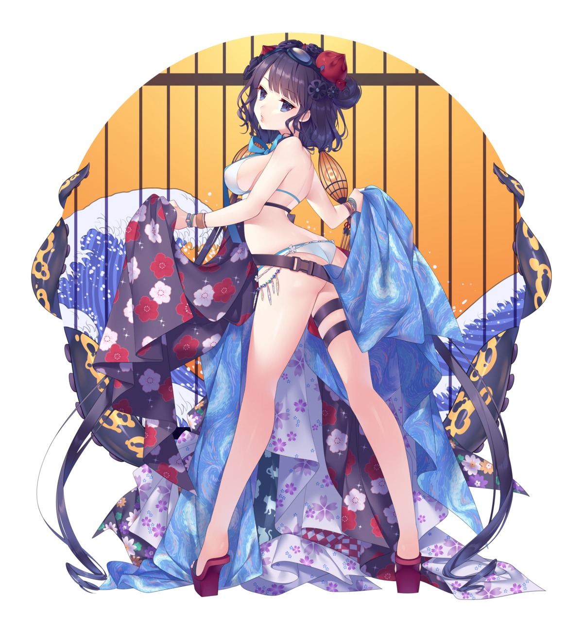 ass bikini fate/grand_order garter katsushika_hokusai_(fate) may_(2747513627) swimsuits thong