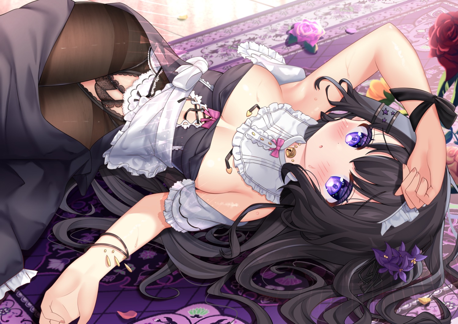 hiyada_yuu maid no_bra pantsu pantyhose skirt_lift