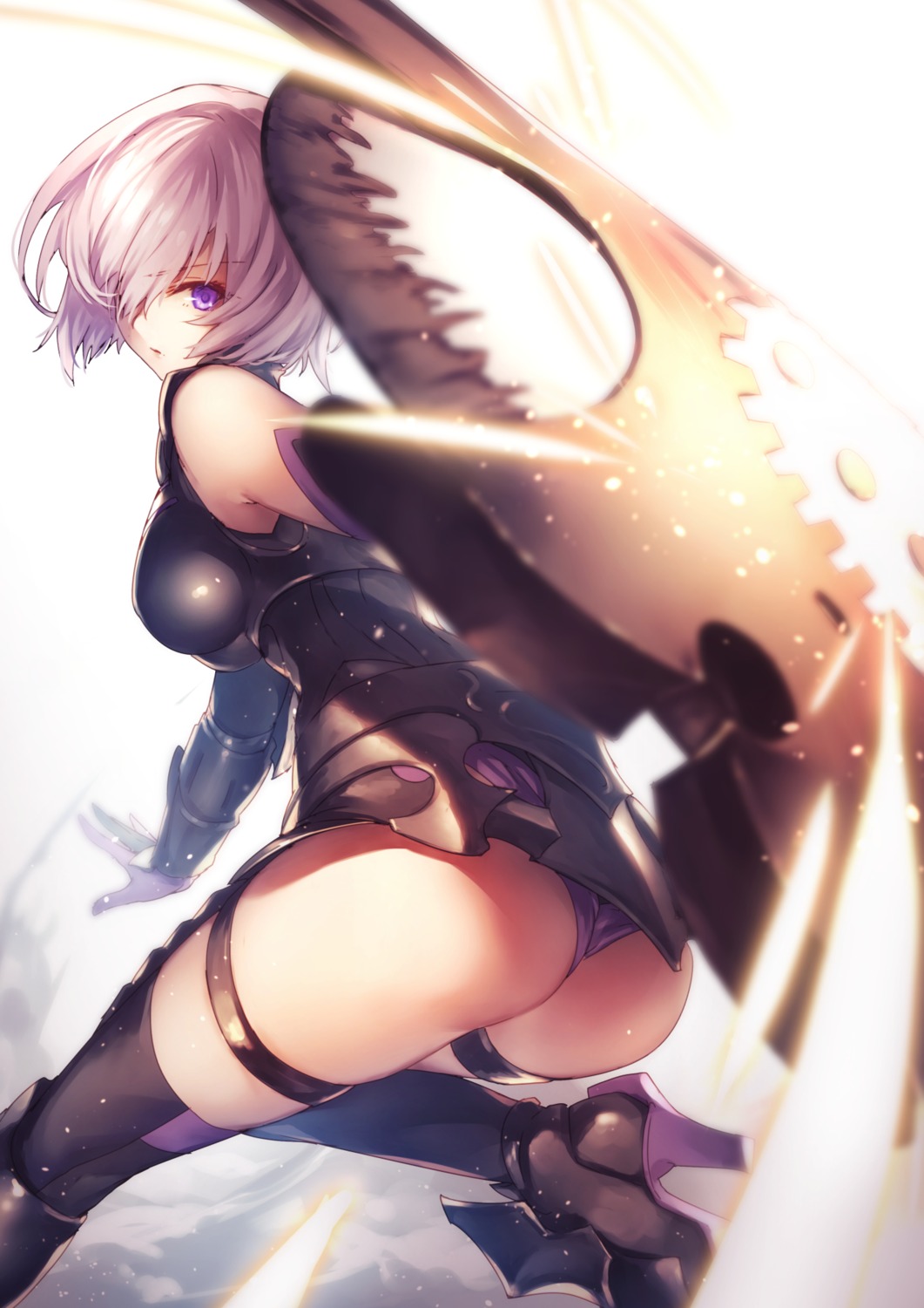 armor ass fate/grand_order garter genyaky heels mash_kyrielight pantsu thighhighs