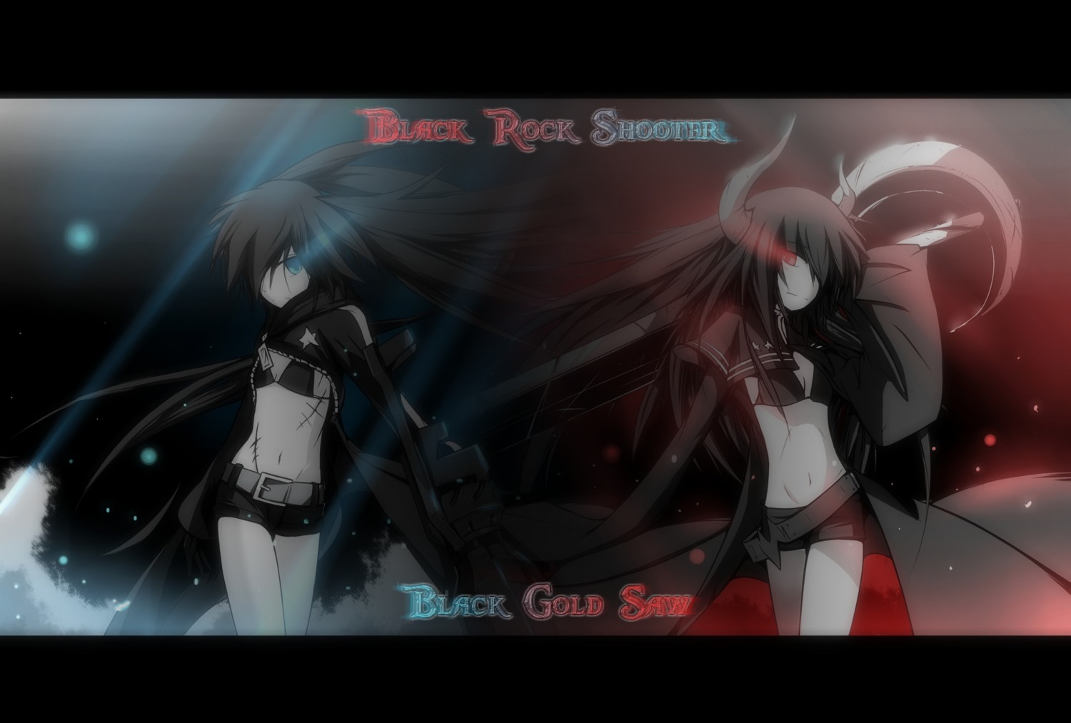 bikini_top black_gold_saw black_rock_shooter black_rock_shooter_(character) cleavage horns swimsuits vocaloid