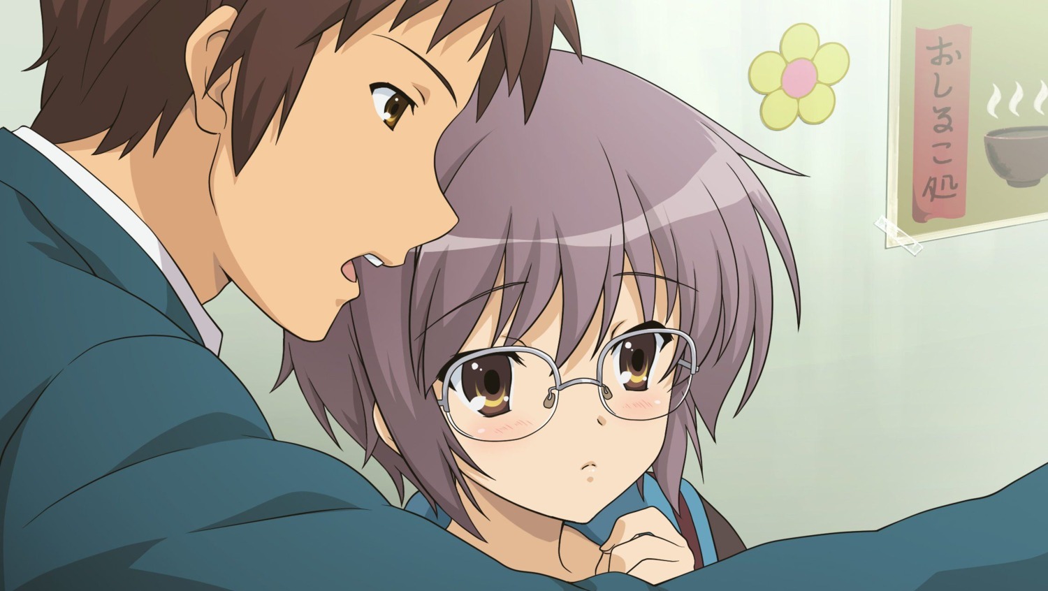 jpeg_artifacts kyon megane nagato_yuki seifuku suzumiya_haruhi_no_yuuutsu