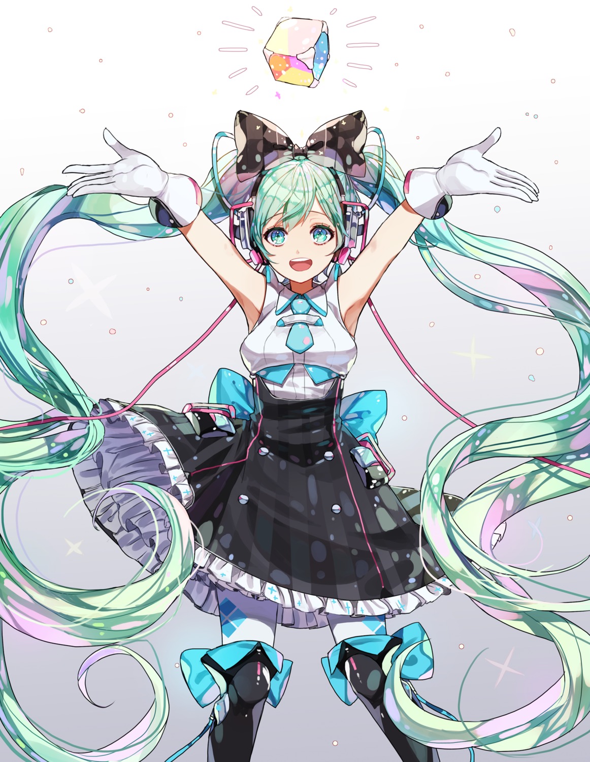 dress hatsune_miku headphones limobok magical_mirai pantyhose vocaloid