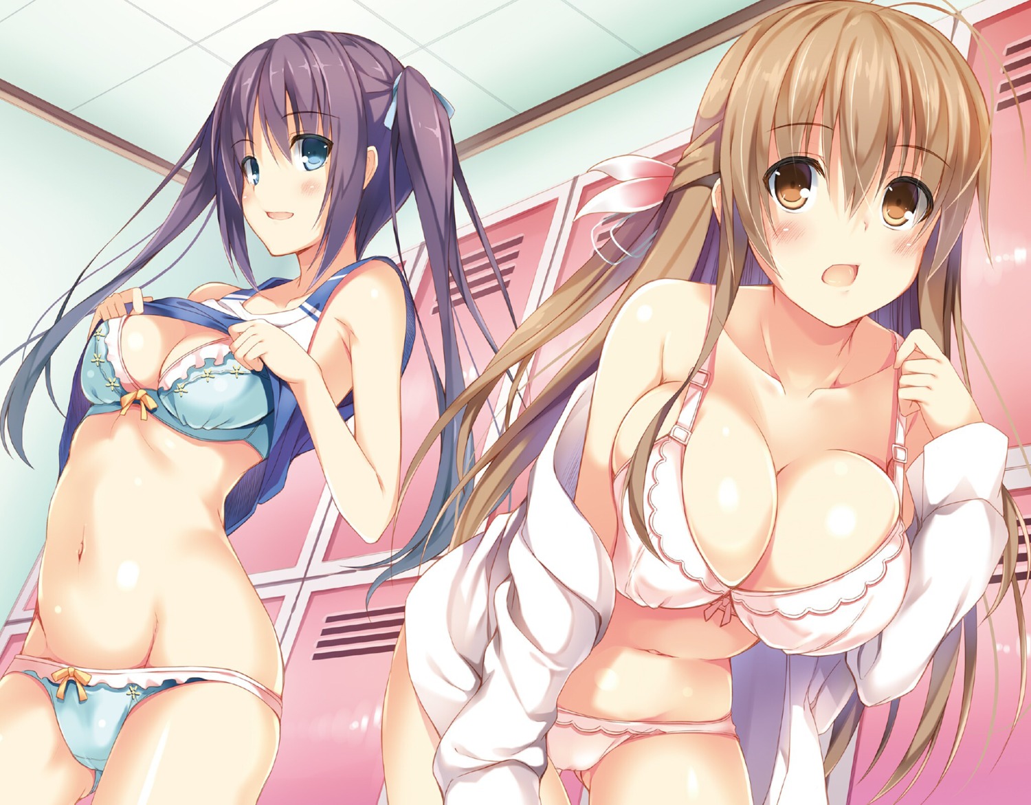 bra cleavage gym_uniform meikyuu! nozomi_tsubame open_shirt pantsu shirt_lift undressing