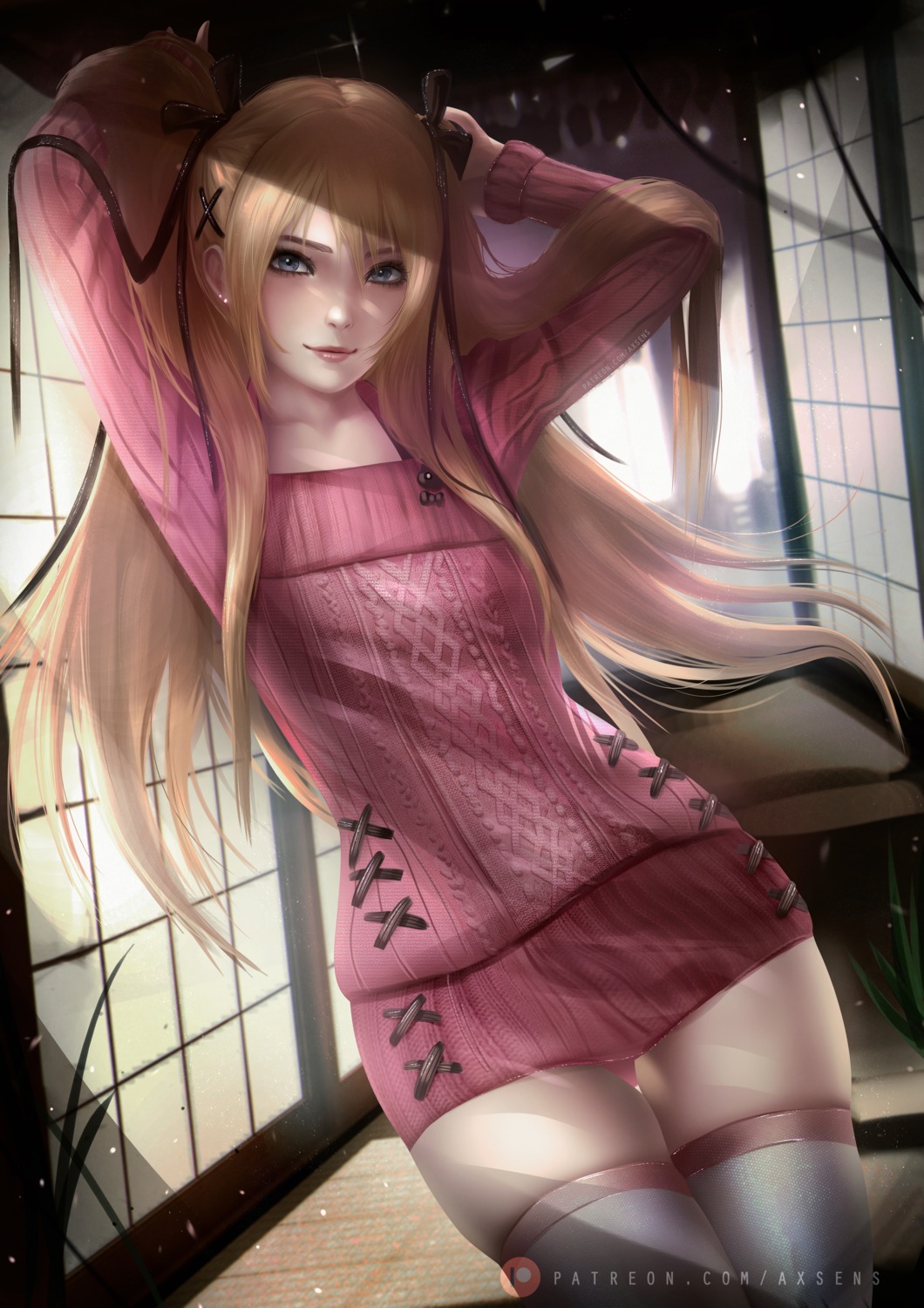 axsens dead_or_alive dress marie_rose sweater thighhighs