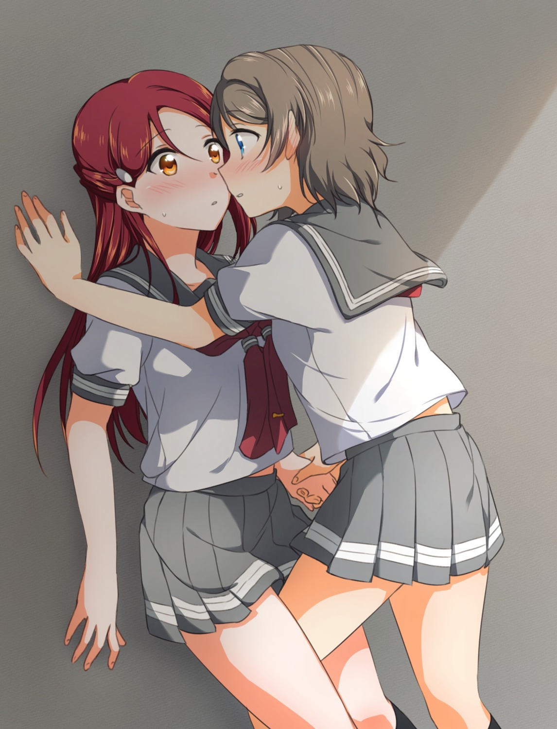 love_live!_(series) love_live!_sunshine!! sakurauchi_riko seifuku watanabe_you yuchi_(salmon-1000) yuri