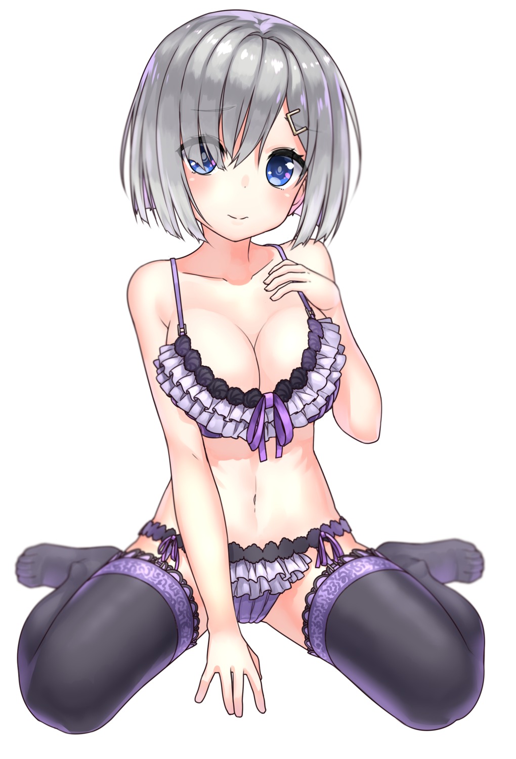 bra cleavage hamakaze_(kancolle) harumaki-0327 kantai_collection pantsu thighhighs