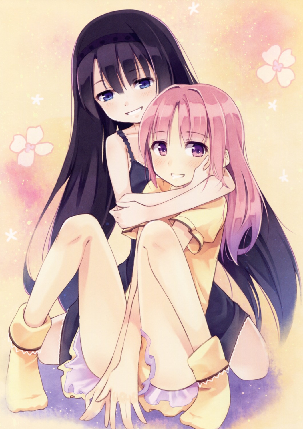 akemi_homura dress kaname_madoka kyuri puella_magi_madoka_magica yuri