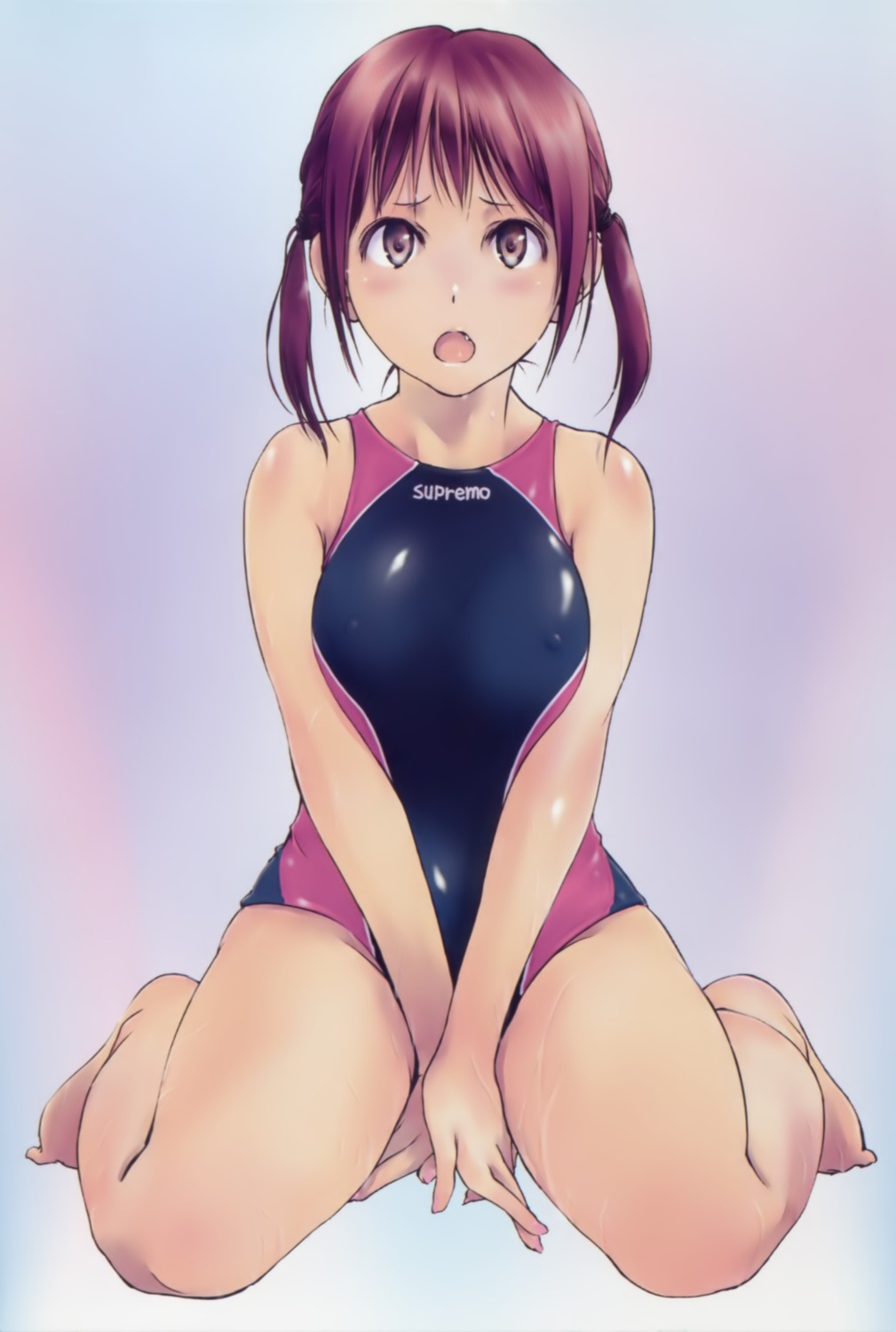 breast_hold erect_nipples nishiki_yoshimune swimsuits