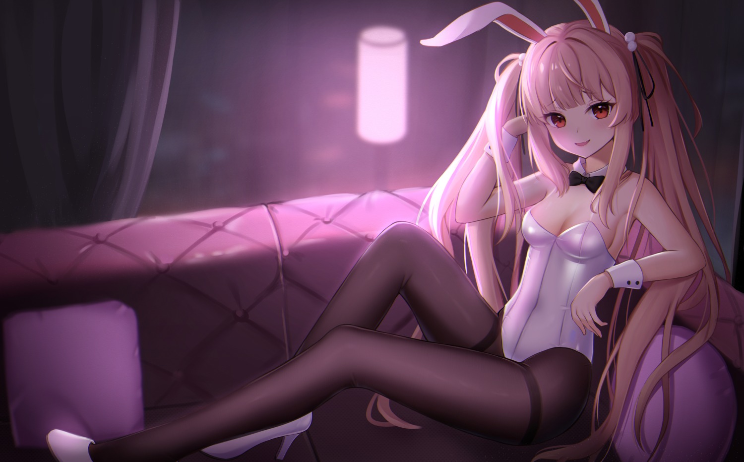 animal_ears bunny_ears bunny_girl daoyan heels no_bra pantyhose wallpaper