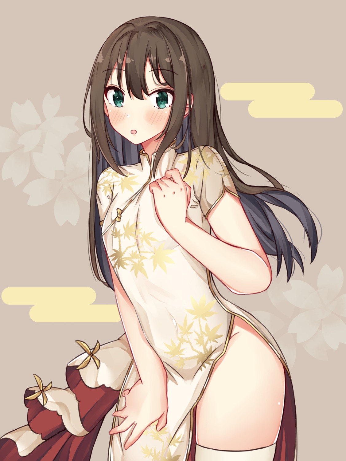 breast_hold chinadress norazura shibuya_rin the_idolm@ster the_idolm@ster_cinderella_girls thighhighs