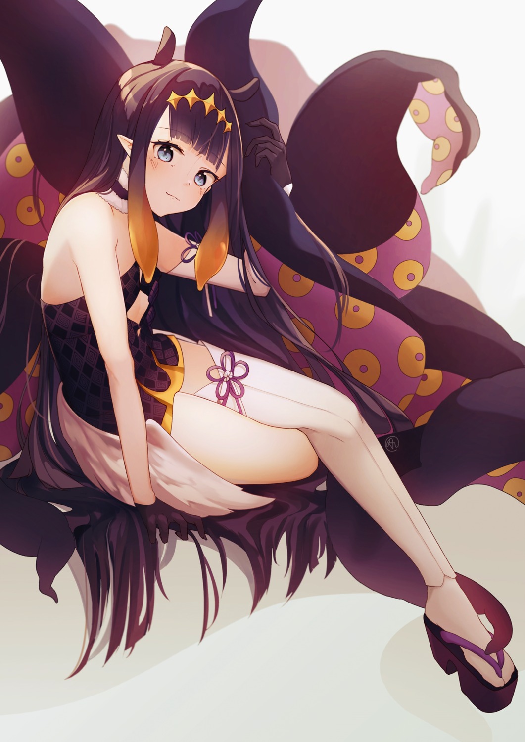 aftergardens dress hololive hololive_english ninomae_ina'nis no_bra pointy_ears tentacles thighhighs wings